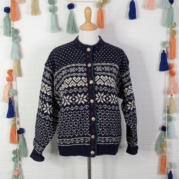 L.L. Bean Sweaters - L.L. Bean Vintage Wool Fair Isle Cardigan